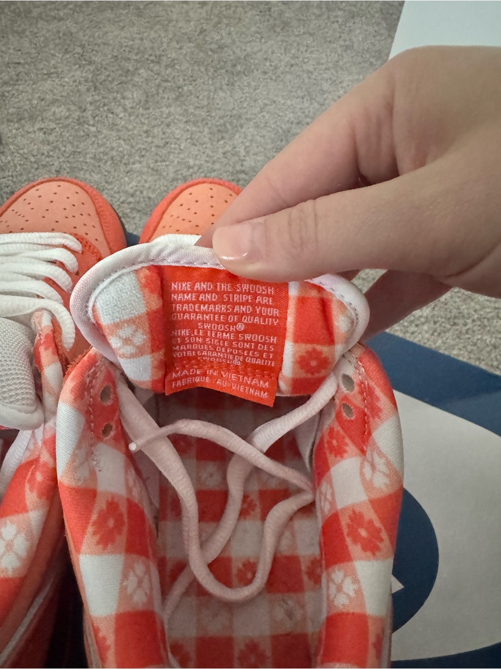 Nike Orange and White Checkerboard Low Top Sneakers - Picture 3 of 5